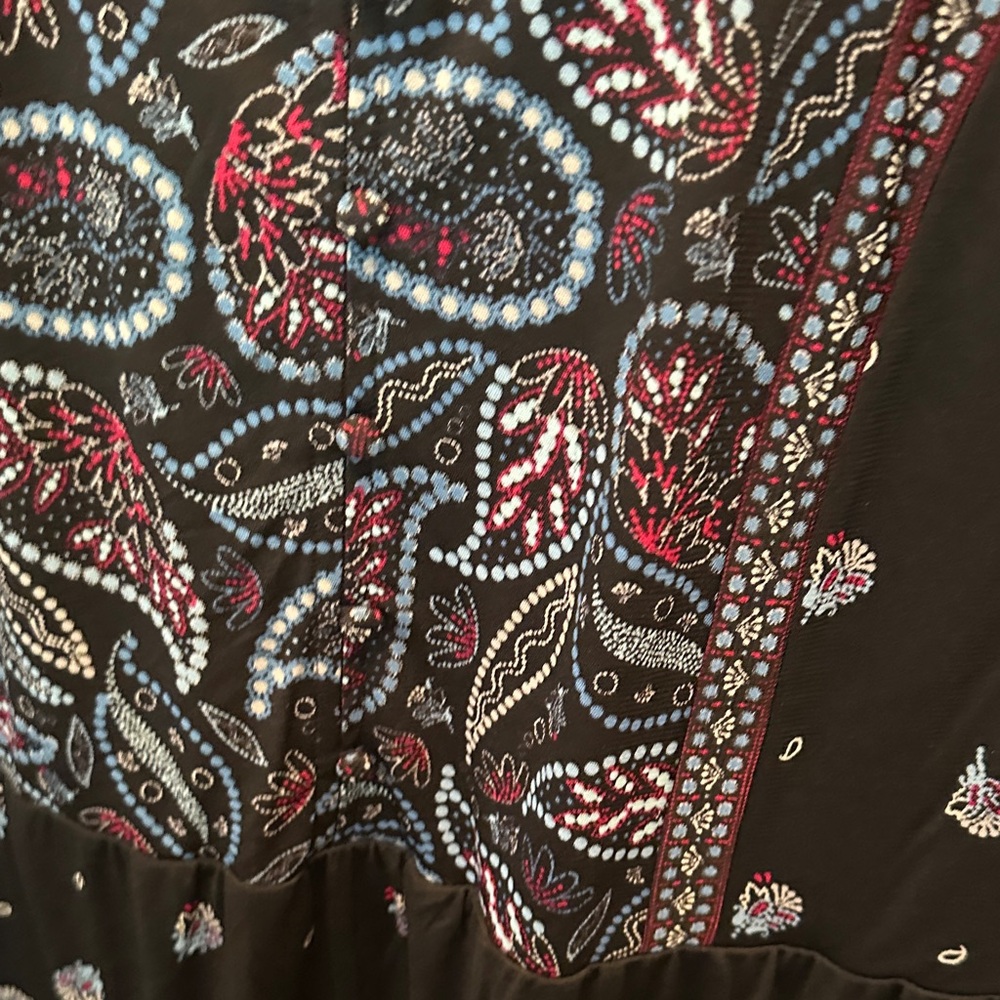 Style & Co. Black and Blue Long Sleeve Paisley Print Dress Size M - Picture 8 of 9